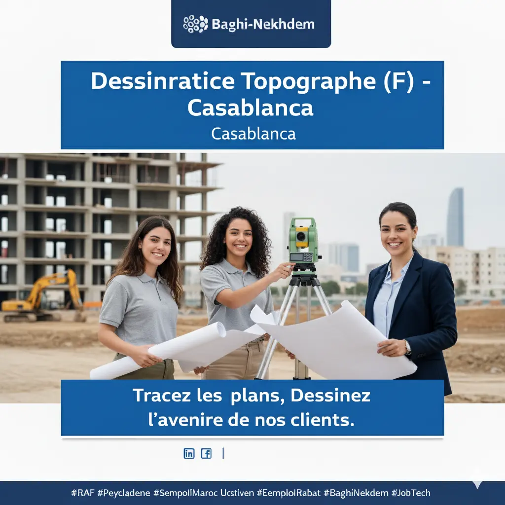 Recrutement Dessinatrice Topographe Casablanca AutoCAD Covadis Topogen copropriété bureau d'études