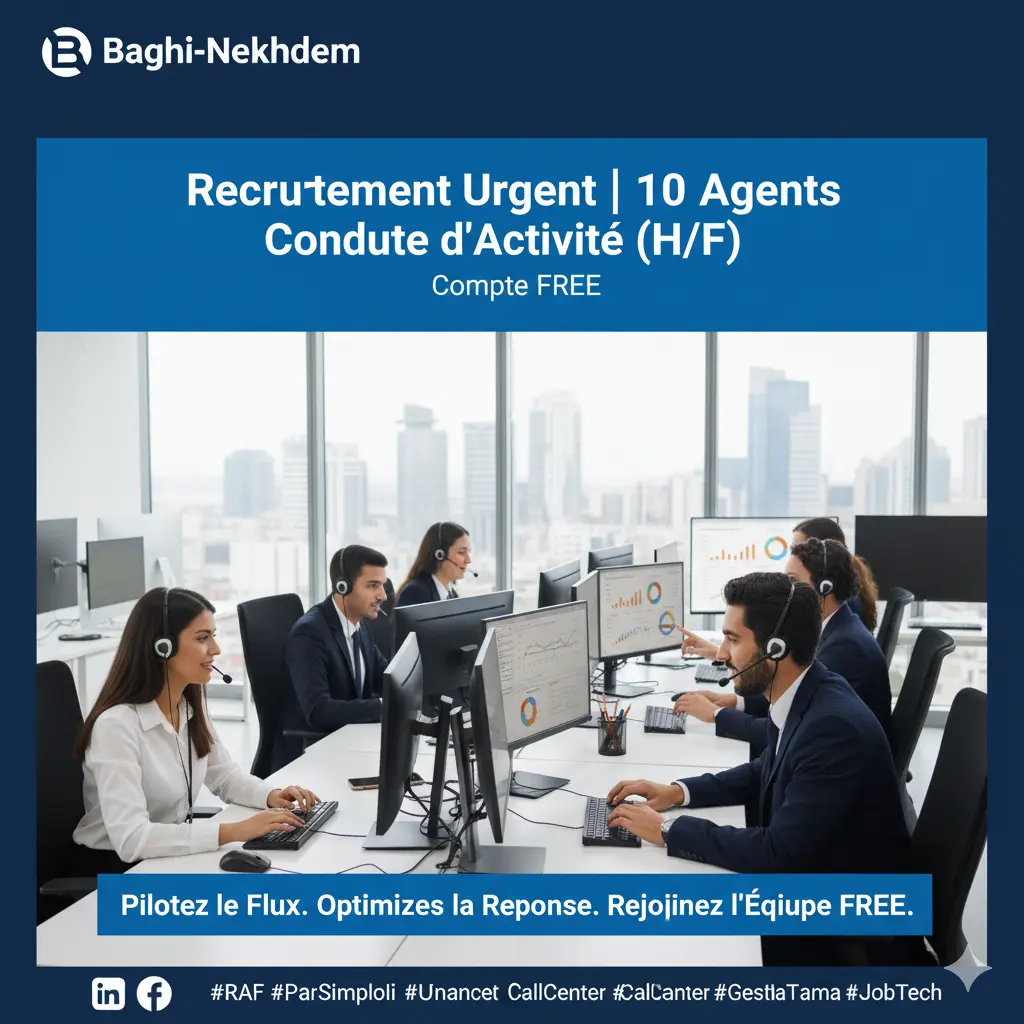 Recrutement 10 Agents Conduite d'Activité CDI Casablanca Sidi Maarouf pilotage opérationnel FREE