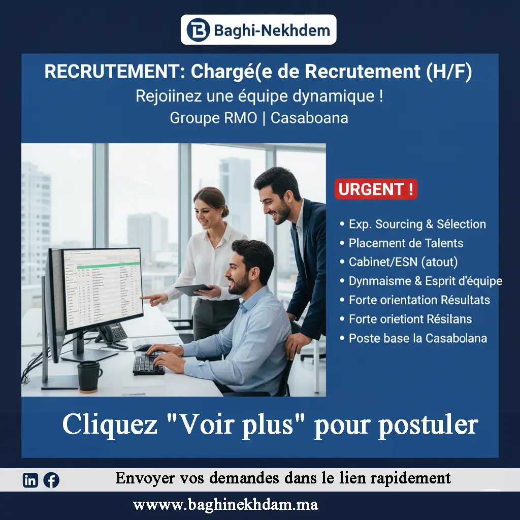 Recrutement Chargé de Recrutement Sourcing Talent Acquisition RMO placement de talents