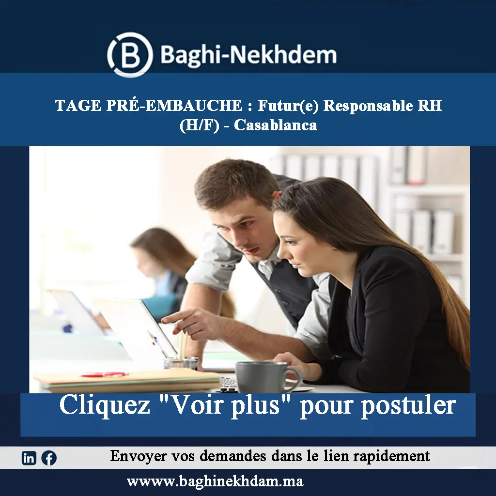 Stage Pré-embauche Responsable RH Casablanca Polyvalent Recrutement Paie Administration Personnel