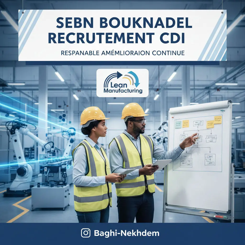 Resp. Amélioration Continue CDI (H/F) chez SEBN Bouknadel : Expert Lean Manufacturing (Kaizen, VSM)